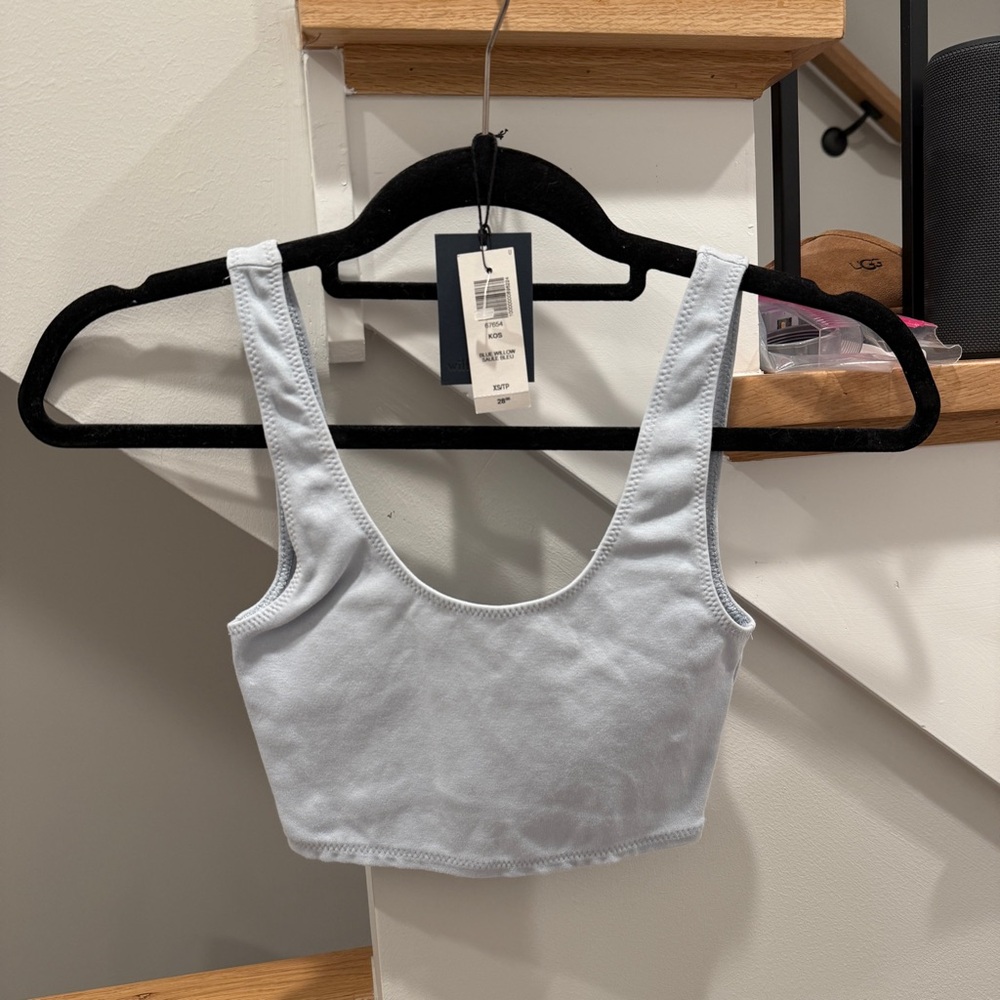 EUC ARITZIA Wilfred Free Kos Light Blue Crop Top XS Tank Blue Willow
